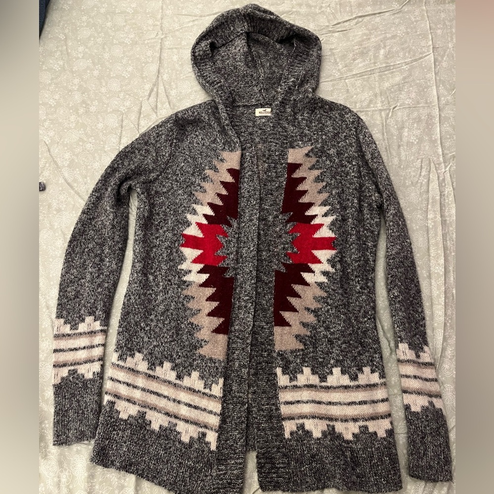 Hollister Hooded Gray Knit Sweater